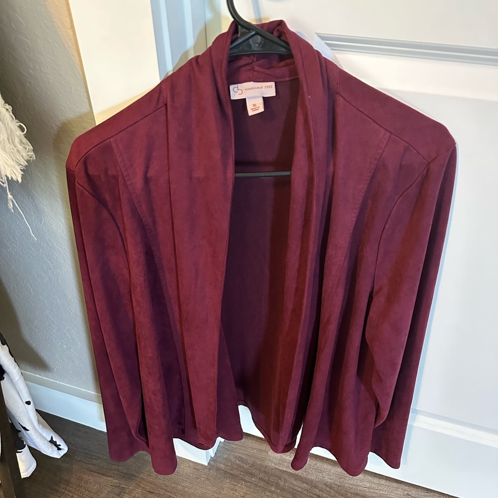 maroon cardigan